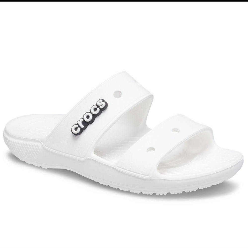 White Crocs slides sandals